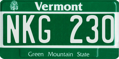 VT license plate NKG230