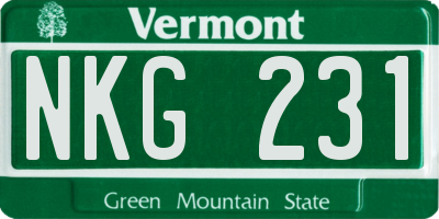 VT license plate NKG231