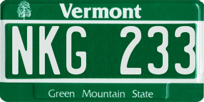 VT license plate NKG233