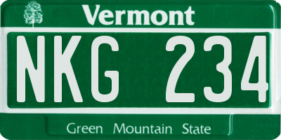 VT license plate NKG234