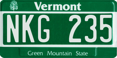 VT license plate NKG235