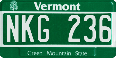 VT license plate NKG236