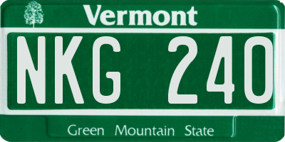 VT license plate NKG240