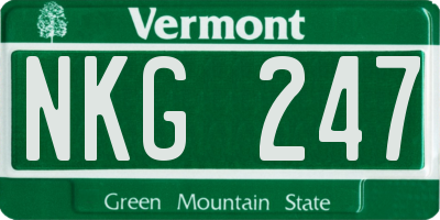 VT license plate NKG247