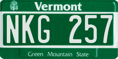 VT license plate NKG257