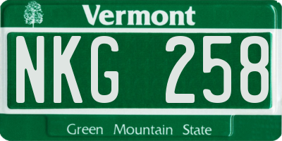 VT license plate NKG258