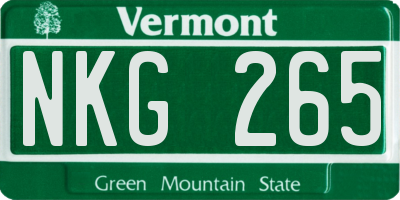 VT license plate NKG265