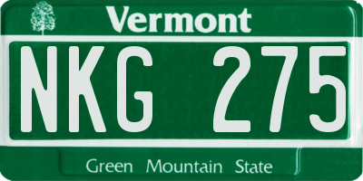 VT license plate NKG275