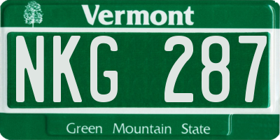 VT license plate NKG287