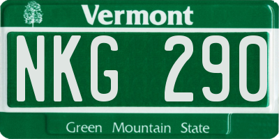 VT license plate NKG290