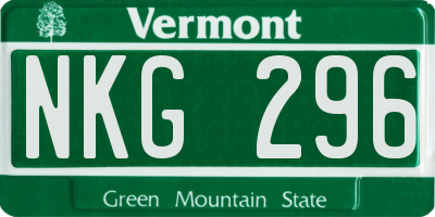 VT license plate NKG296