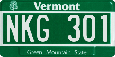 VT license plate NKG301