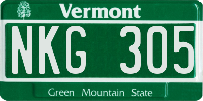 VT license plate NKG305
