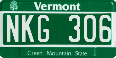 VT license plate NKG306