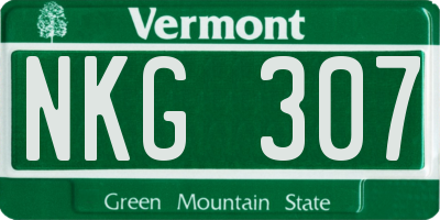 VT license plate NKG307