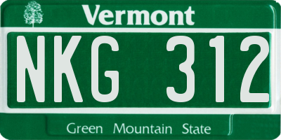 VT license plate NKG312