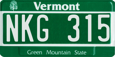 VT license plate NKG315