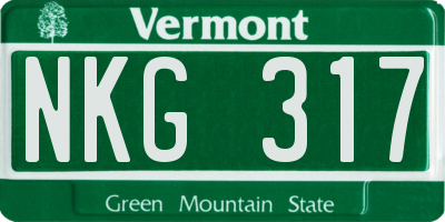 VT license plate NKG317