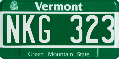 VT license plate NKG323