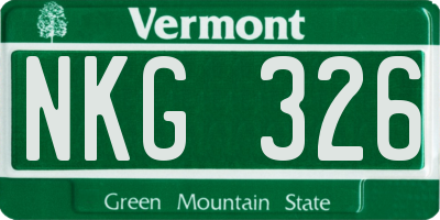 VT license plate NKG326