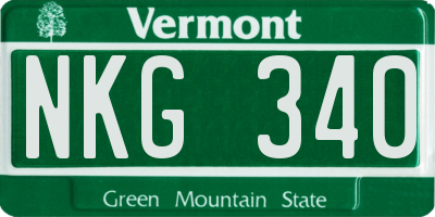 VT license plate NKG340