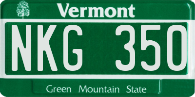 VT license plate NKG350