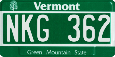 VT license plate NKG362