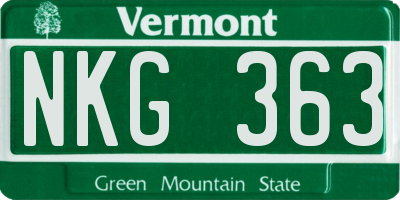 VT license plate NKG363
