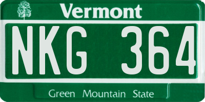VT license plate NKG364