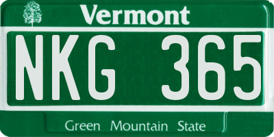 VT license plate NKG365