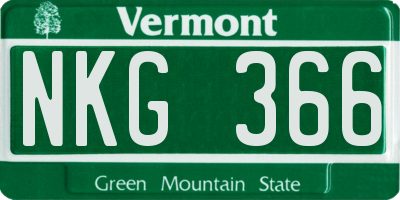 VT license plate NKG366