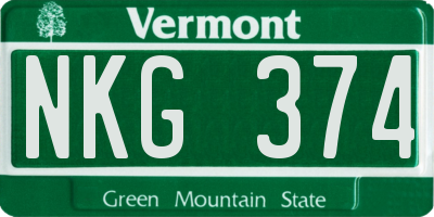 VT license plate NKG374