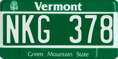VT license plate NKG378