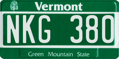 VT license plate NKG380