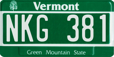 VT license plate NKG381
