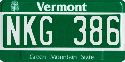VT license plate NKG386