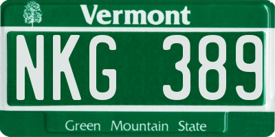 VT license plate NKG389