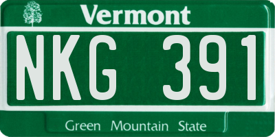 VT license plate NKG391