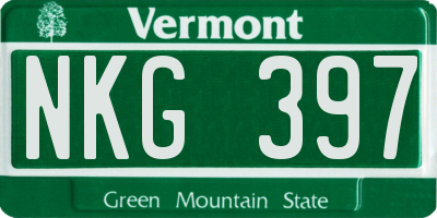 VT license plate NKG397