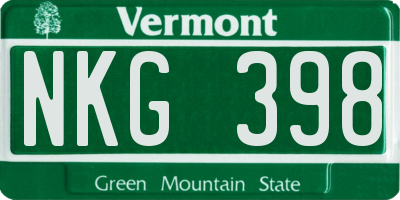 VT license plate NKG398