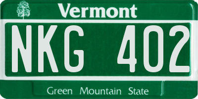 VT license plate NKG402