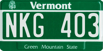 VT license plate NKG403