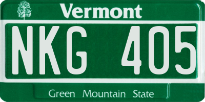 VT license plate NKG405