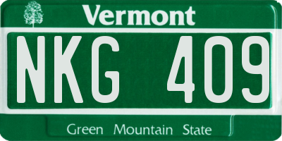 VT license plate NKG409