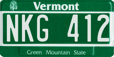 VT license plate NKG412