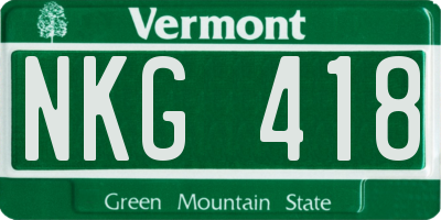 VT license plate NKG418