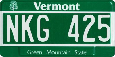 VT license plate NKG425
