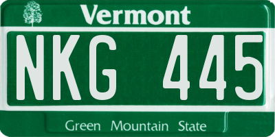 VT license plate NKG445