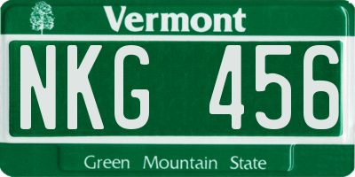 VT license plate NKG456