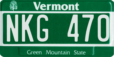 VT license plate NKG470